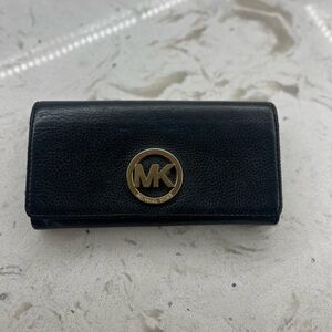 Michael Kors Black Card Holder Wallet with Gold Logo